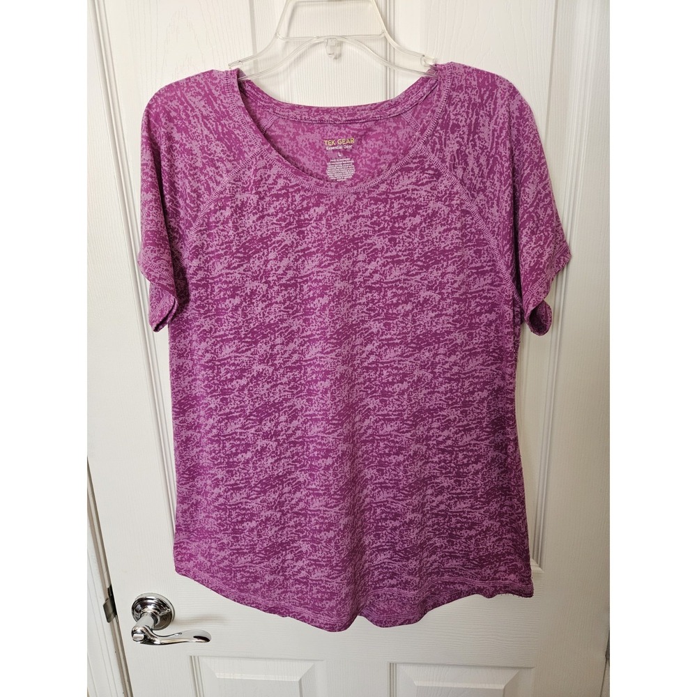 Tek Gear Essential Core Purple Round Neck Athletic Shirt, Size LG